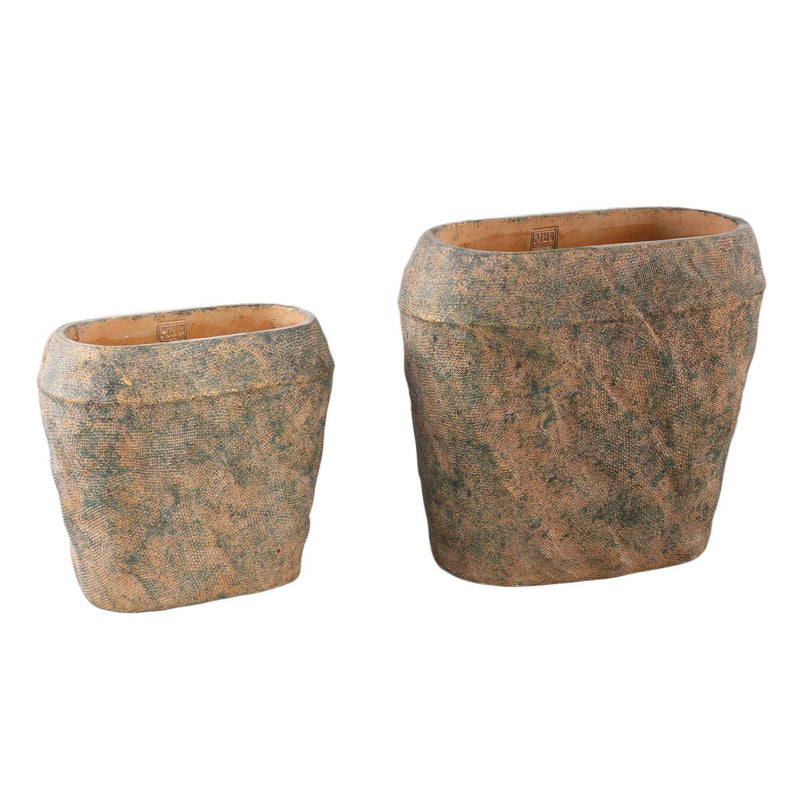 PTMD Bloempot Lourdes - 40x20x36 cm - Cement - Groen