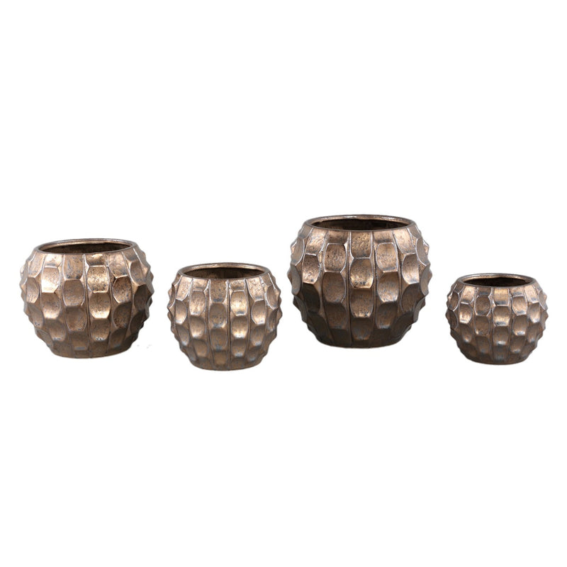 PTMD Bloempot Didar - 20x20x16 cm - Keramiek - Brons