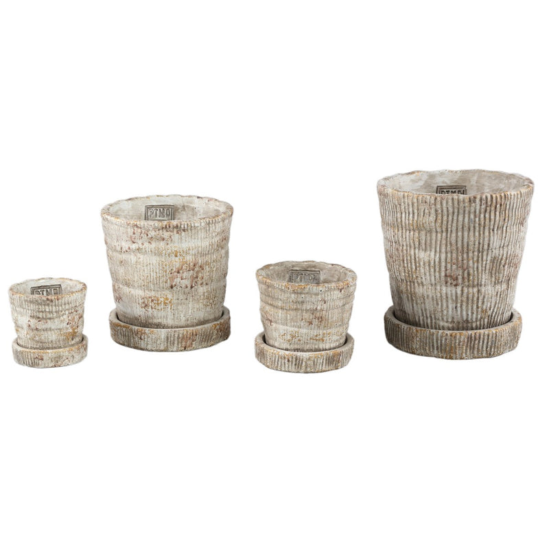 PTMD Bloempot Zahir - 16x16x18 cm - Cement - Creme