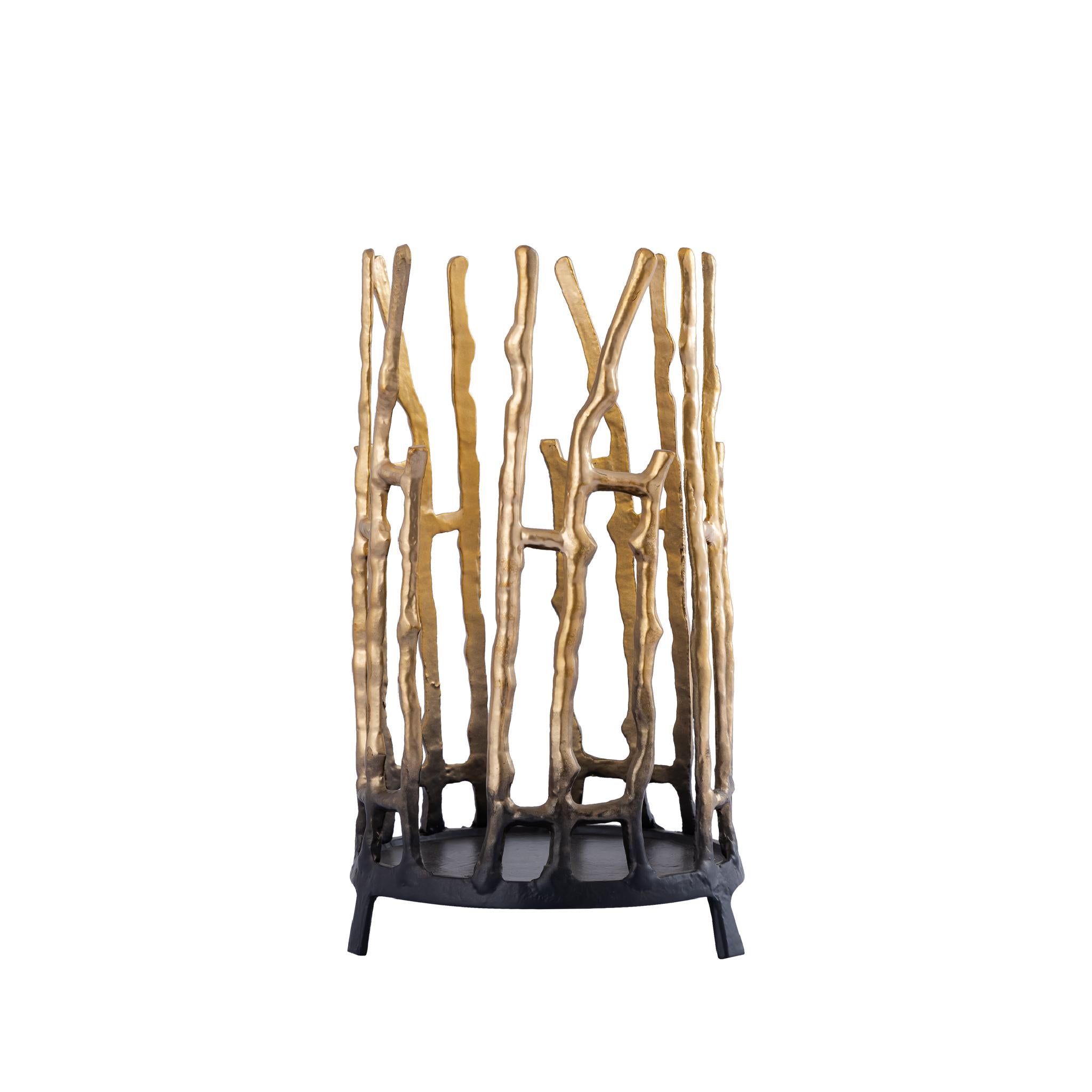PTMD Aike Windlicht - 20x20x36 cm - Aluminium - Goud