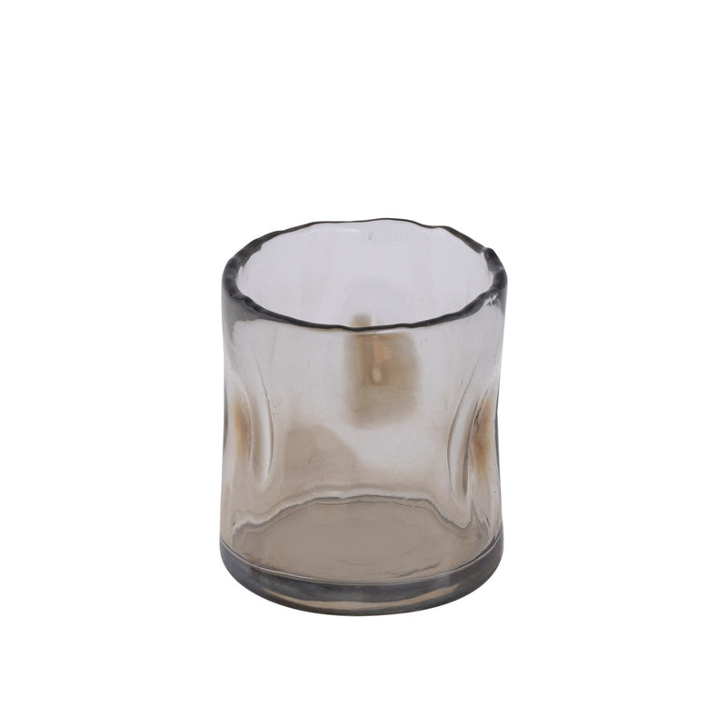 PTMD Windlicht Alyson - 10x10x11 cm - Glas - Bruin