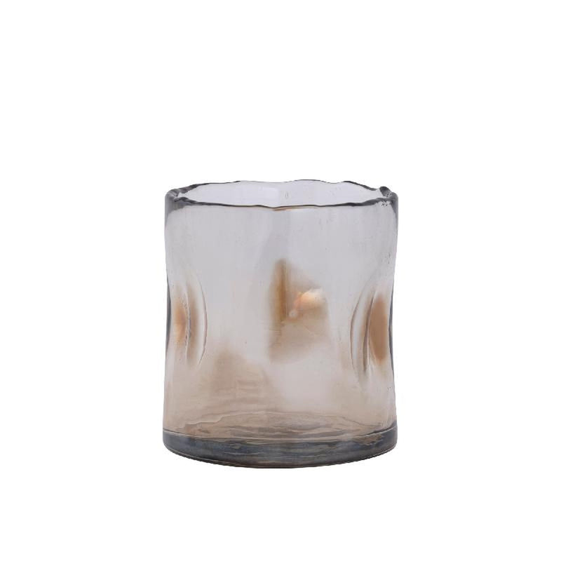 PTMD Windlicht Alyson - 10x10x11 cm - Glas - Bruin