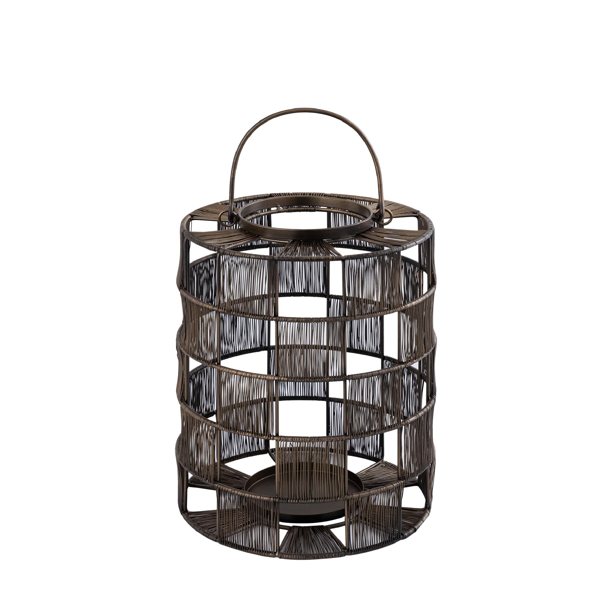 PTMD Stenn Lantaarn - 24x24x30 cm - Ijzer - Messing
