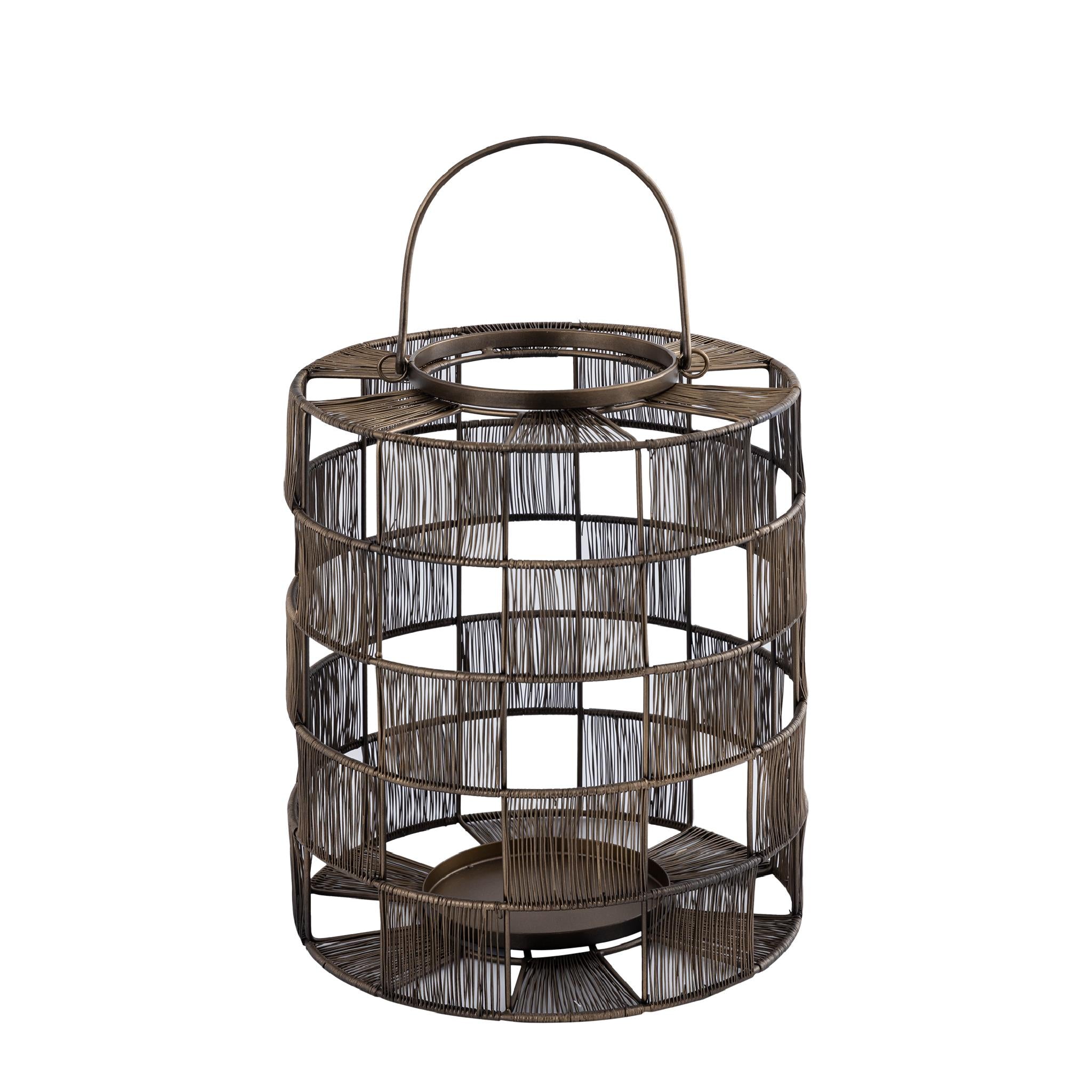PTMD Stenn Lantaarn - 29x29x35 cm - Ijzer - Messing