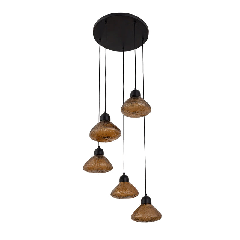 PTMD Hanglamp Anna - 50x50x140 cm - Glas - Bruin
