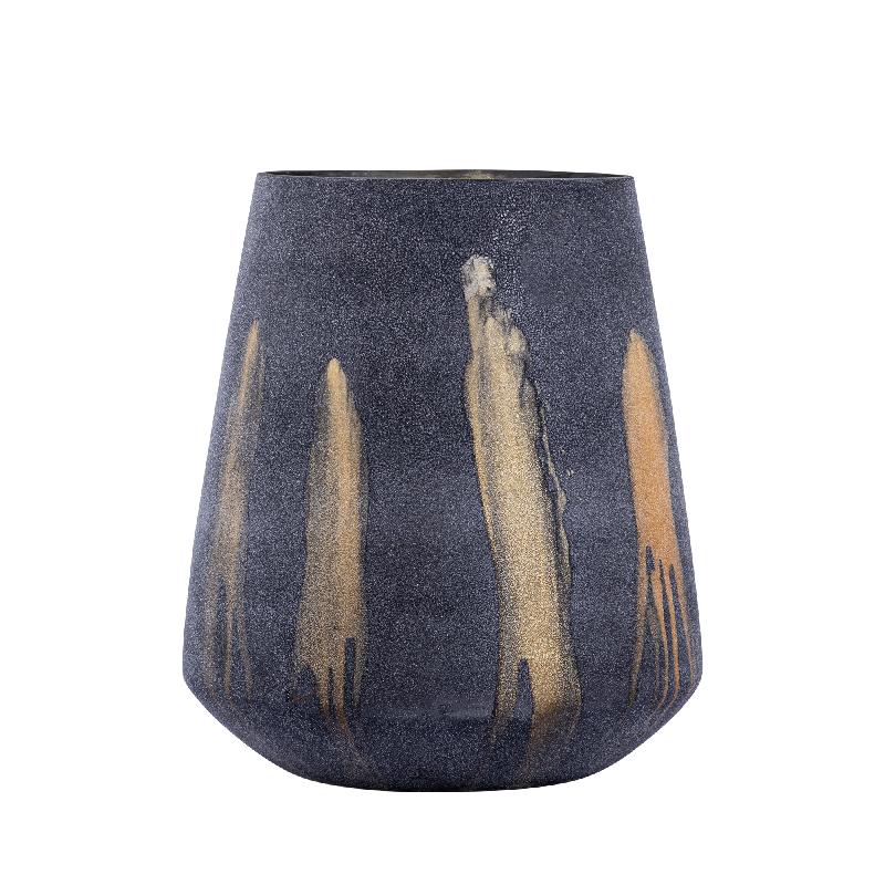 PTMD Windlicht Randall - 27x27x31 cm - Glas - Zwart