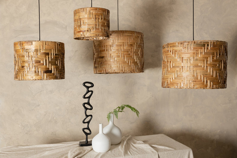 PTMD Hanglampen Jaden - 60x60x45 cm - Gras - Naturel - Set van 4