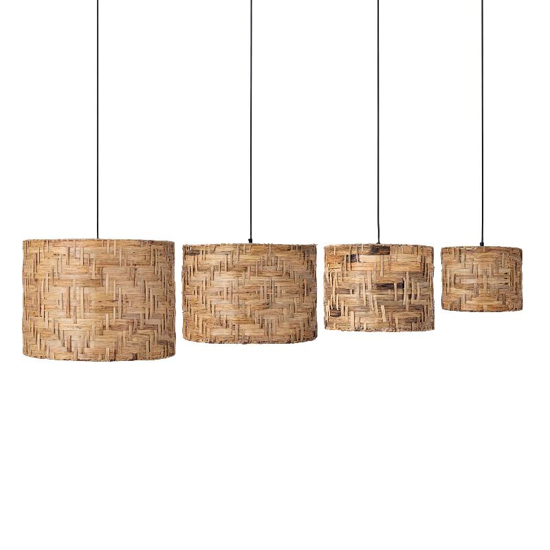 PTMD Hanglampen Jaden - 60x60x45 cm - Gras - Naturel - Set van 4