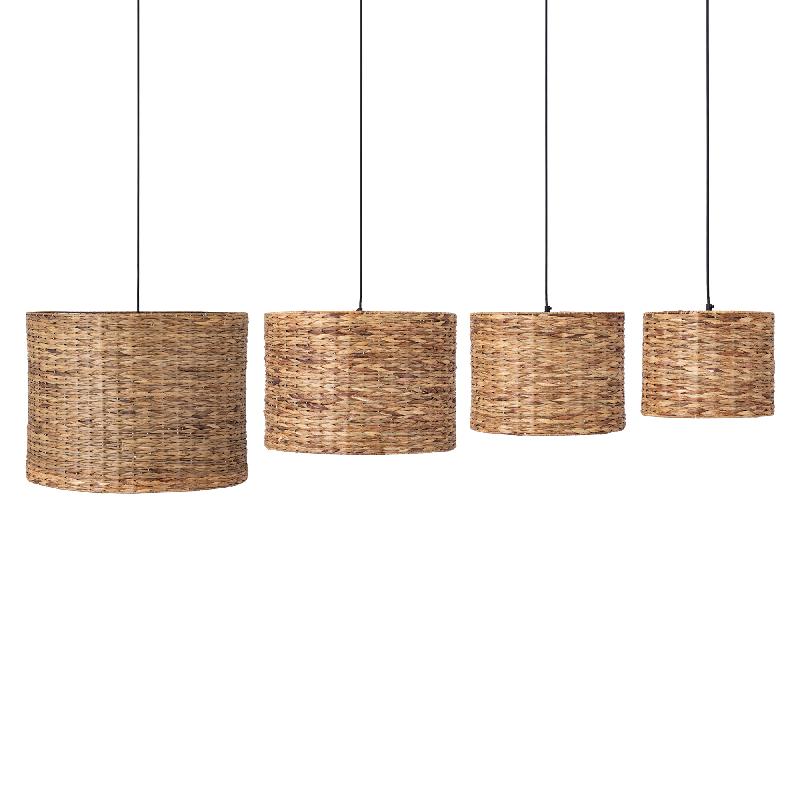 PTMD Hanglampen Jaden - 60x60x45 cm - Zeegras - Naturel - Set van 4