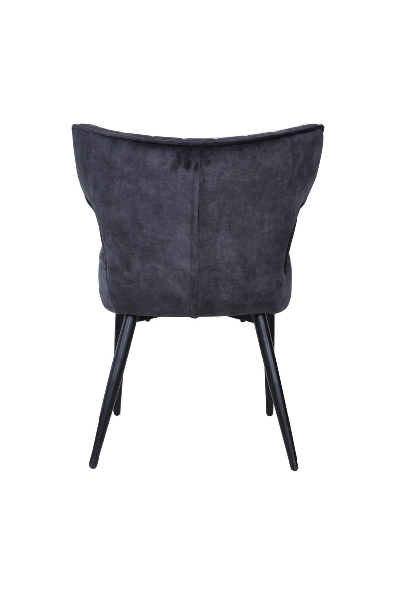 PTMD Eetkamerstoel Zinno - 59x58x80 cm - Fluweel - Donker grijs