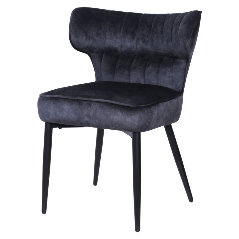 PTMD Eetkamerstoel Zinno - 59x58x80 cm - Fluweel - Donker grijs