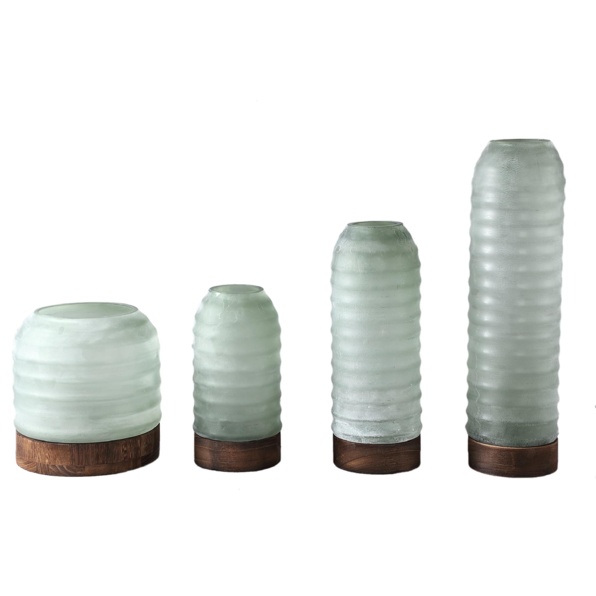 PTMD Vaas Yana - 12x12x30 cm - Glas - Groen