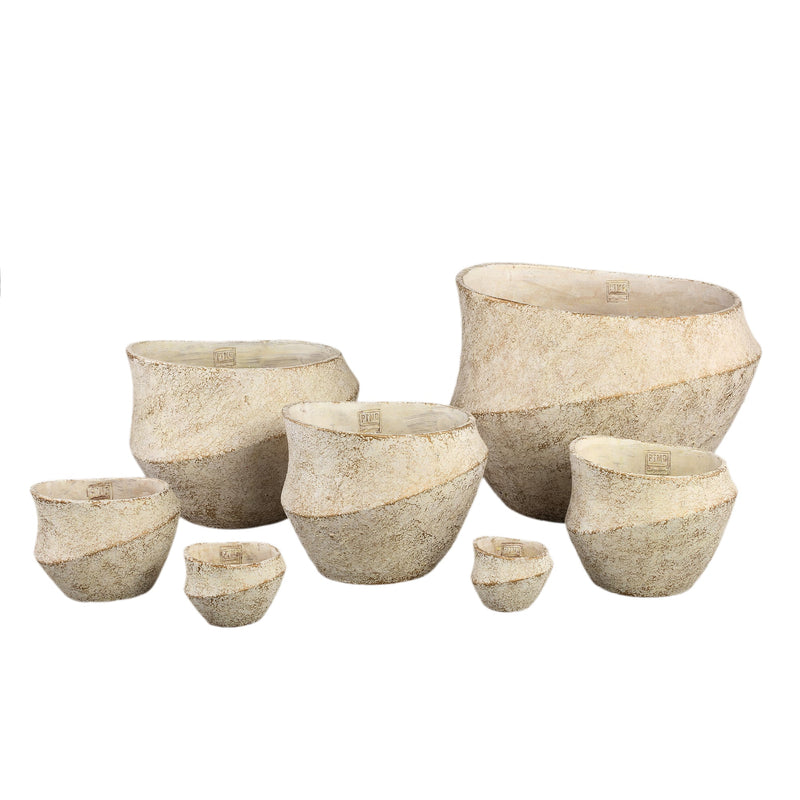 PTMD Bloempot Rishell - 27x25x21 cm - Cement - Creme