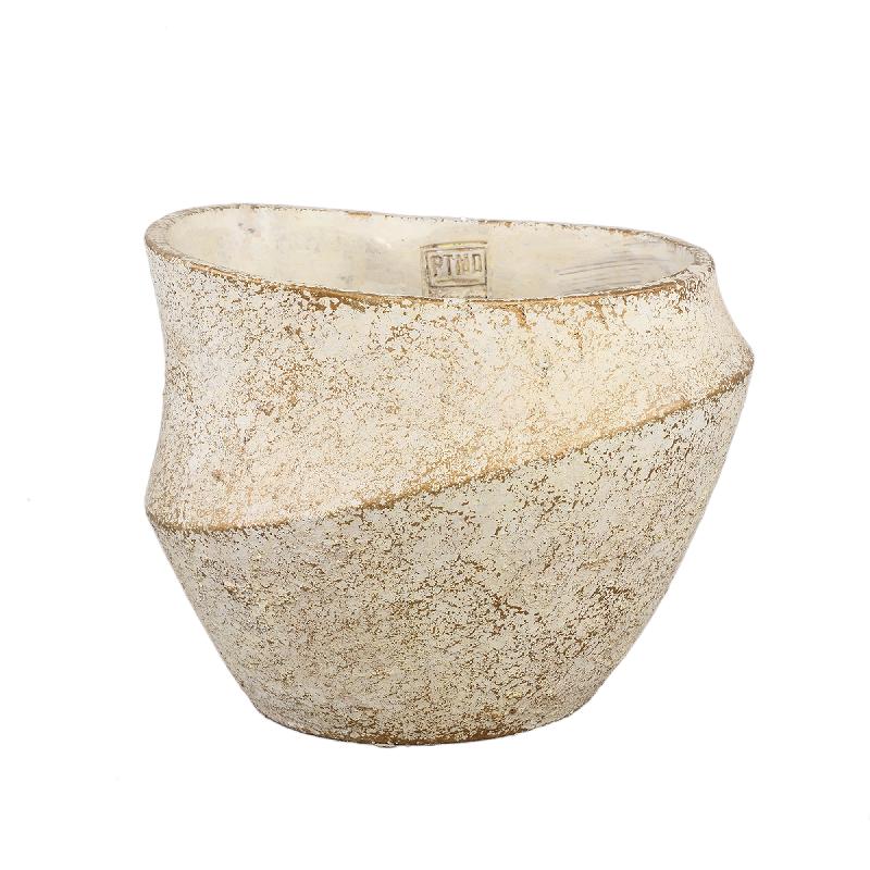 PTMD Bloempot Rishell - 27x25x21 cm - Cement - Creme