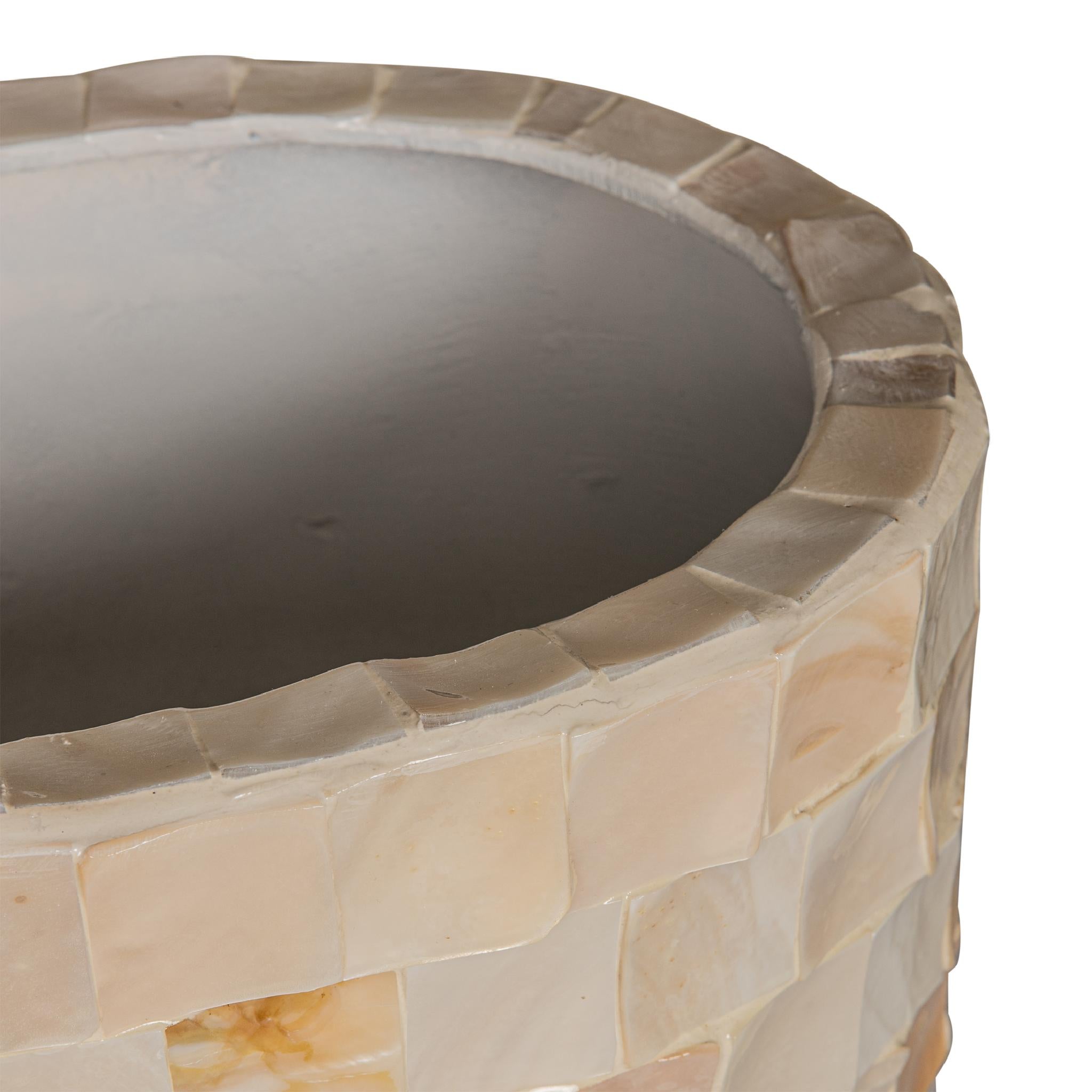 PTMD Bloempot Daven - 42x28x61 cm - Polyester - Creme