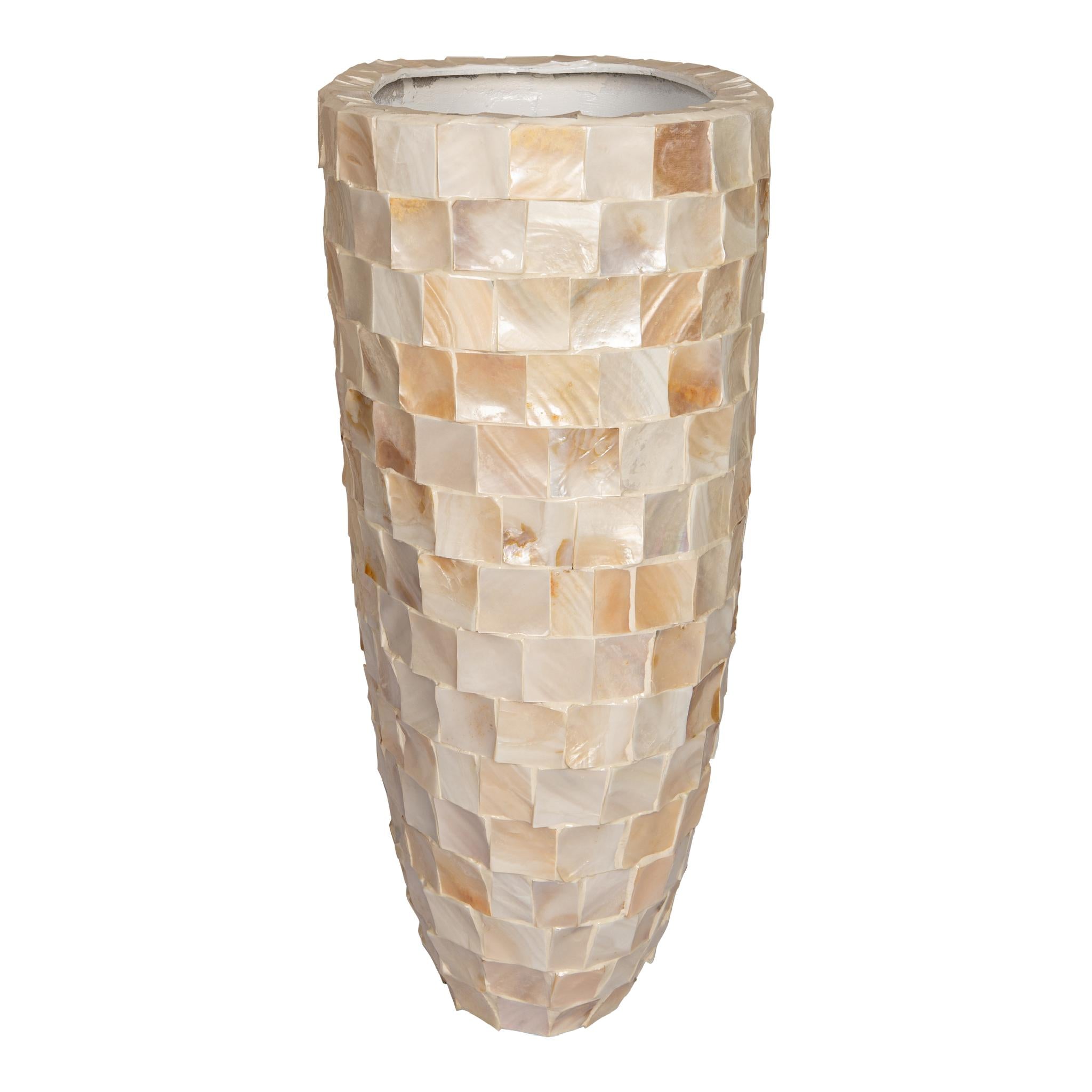 PTMD Bloempot Daven - 42x28x61 cm - Polyester - Creme