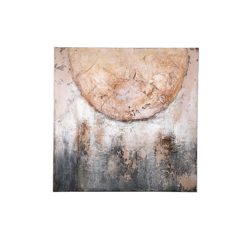 PTMD Wandpaneel Arianna Cirekl - 120x4x120 cm - Canvas - Bruin