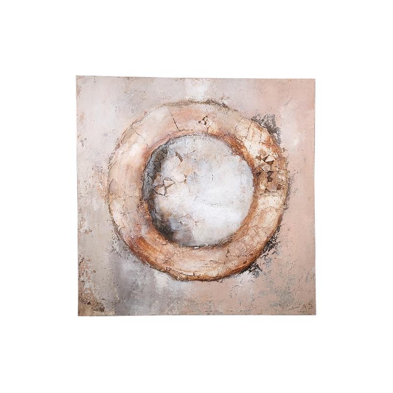 PTMD Wandpaneel Arianna Ring - 120x4x120 cm - Canvas - Bruin