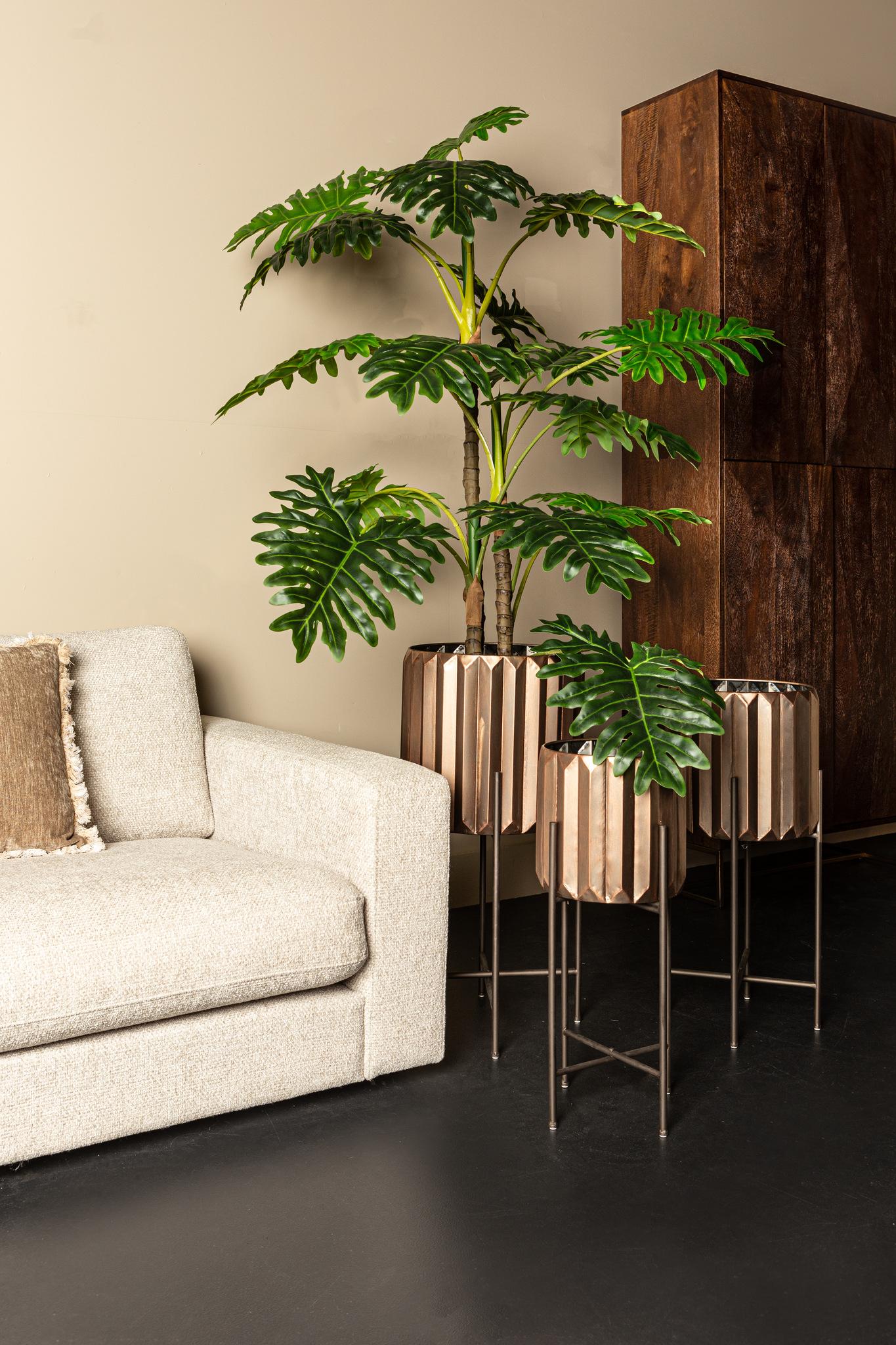 PTMD Bloempot Eleyza - 26x26x59 cm - Metaal - Koper