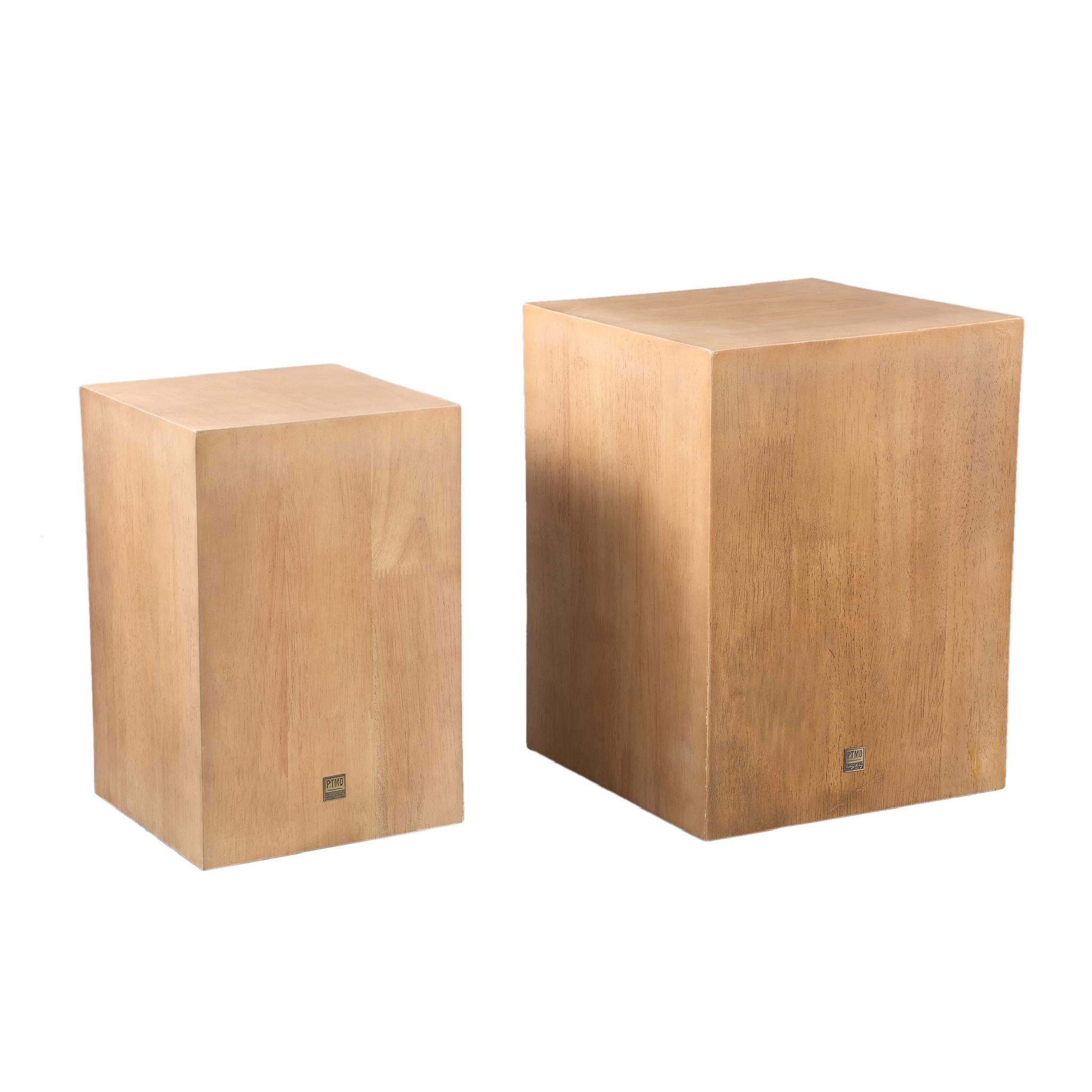 PTMD Zuilen Gustavo - 30x30x40 cm - Hout - Naturel - Set van 2
