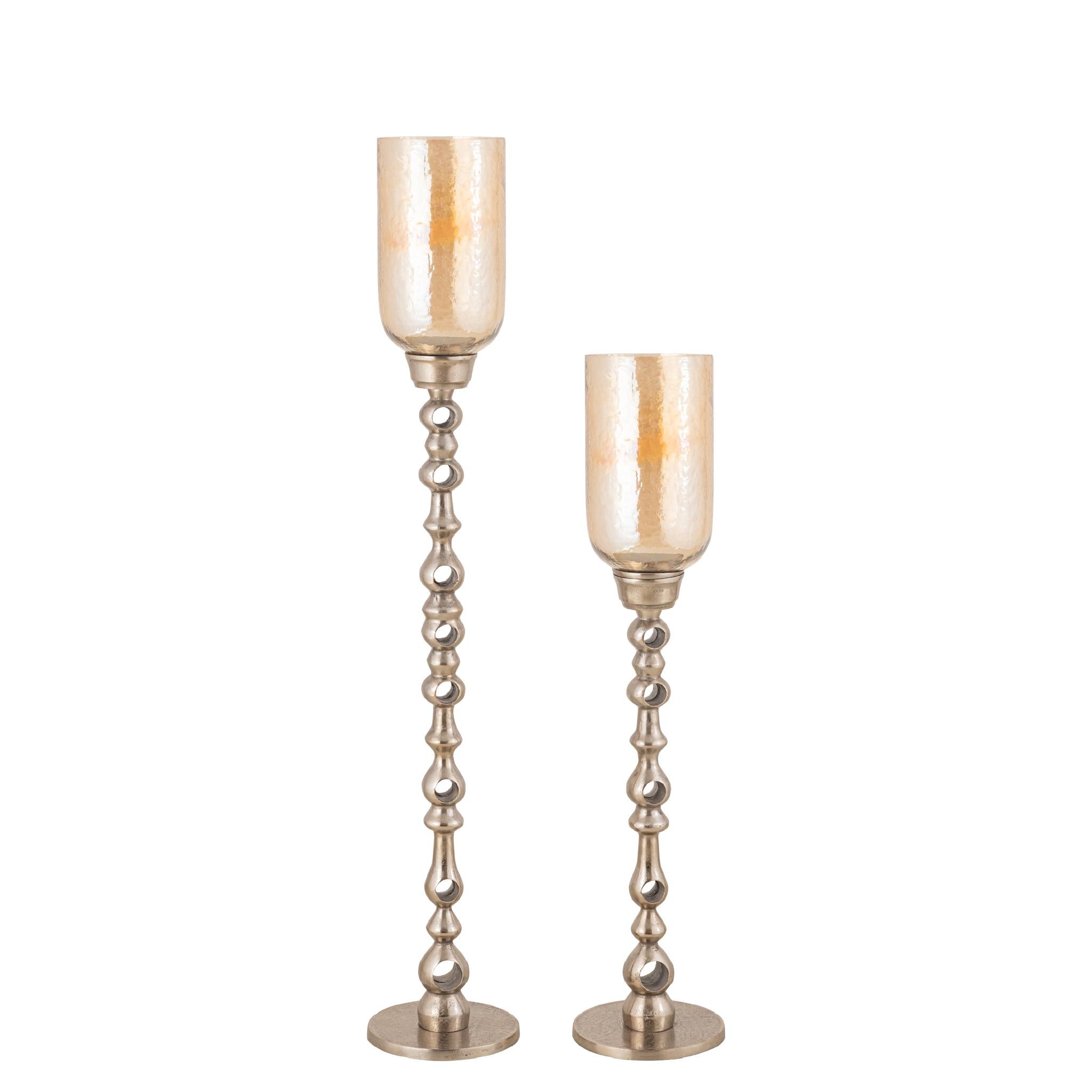PTMD Windlicht Tracy - 22x22x125 cm - Glas - Champagne