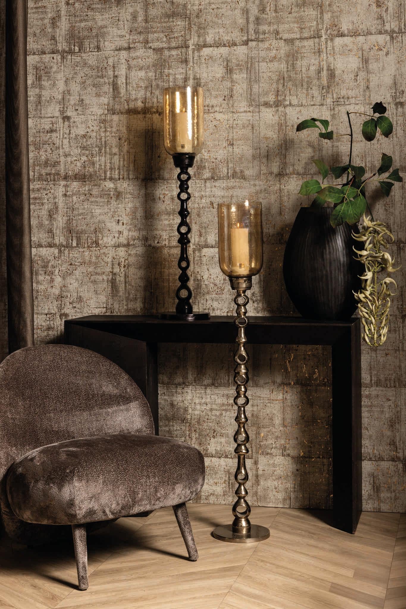 PTMD Windlicht Tracy - 22x22x98 cm - Glas - Champagne