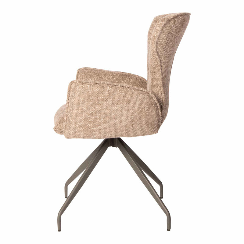 PTMD Eetkamerstoel Vetus - 63x64x89 cm - Textiel - Taupe