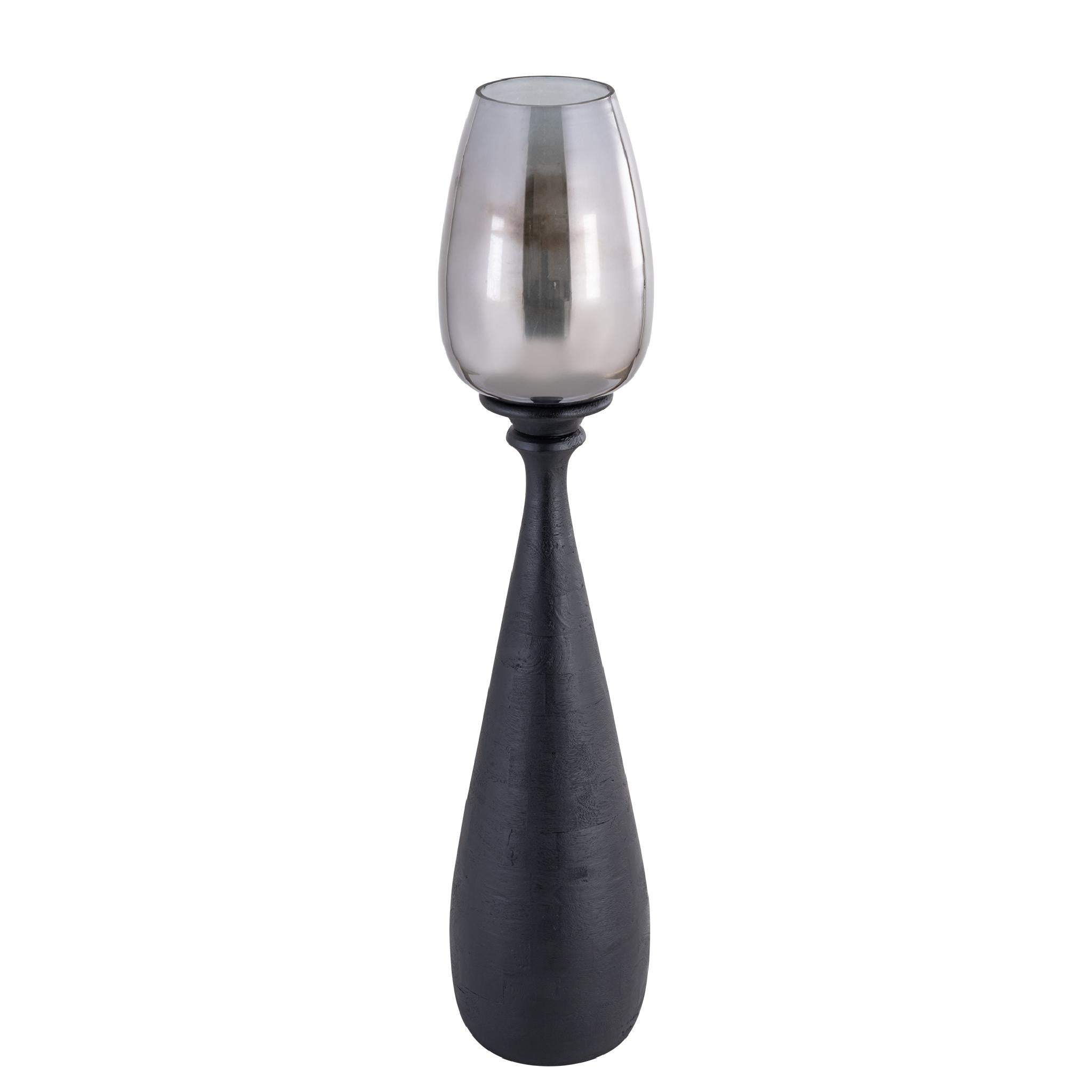 PTMD Windlicht Midi - 20x20x100 cm - Glas - Zwart