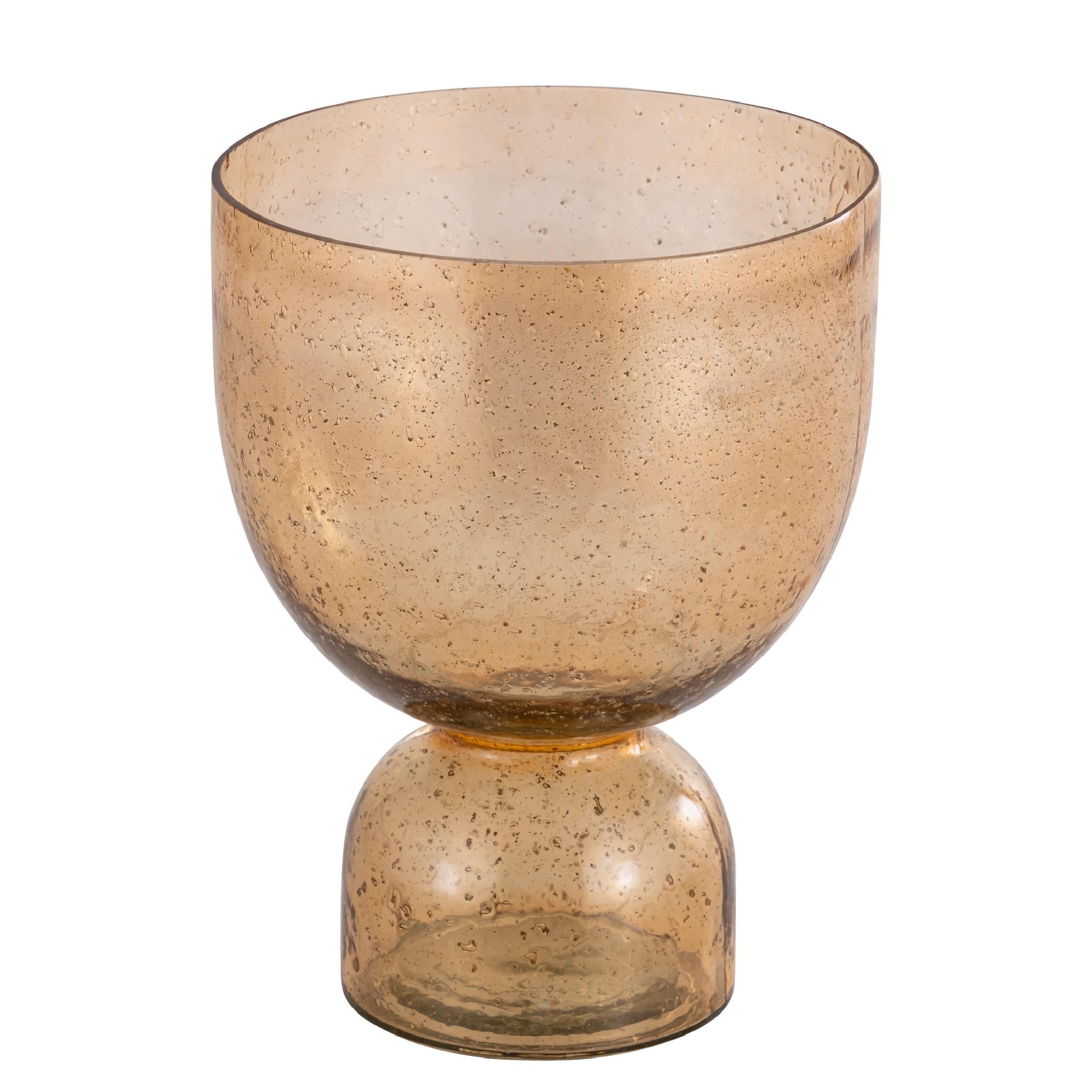 PTMD Windlicht Laurynn - 25x25x30 cm - Glas - Bruin