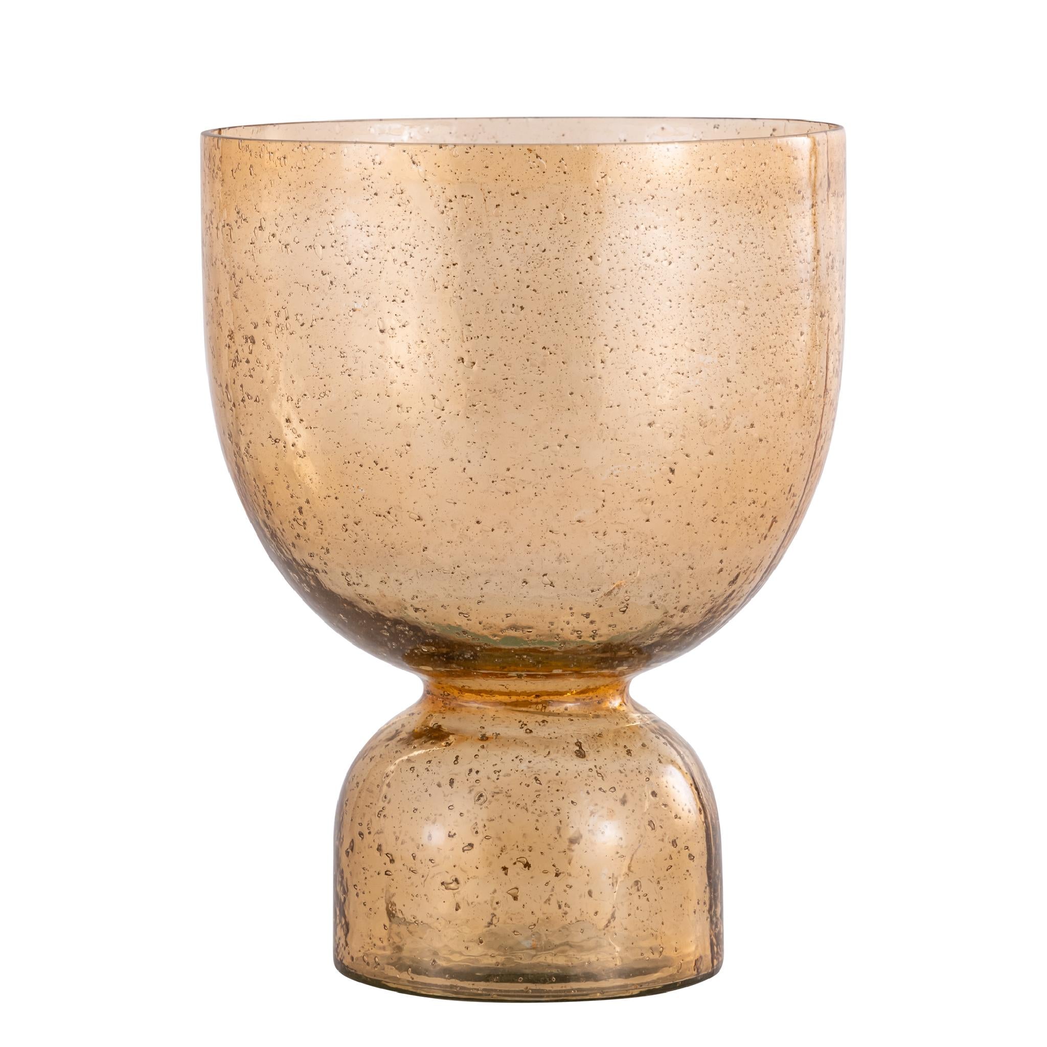 PTMD Windlicht Laurynn - 25x25x30 cm - Glas - Bruin