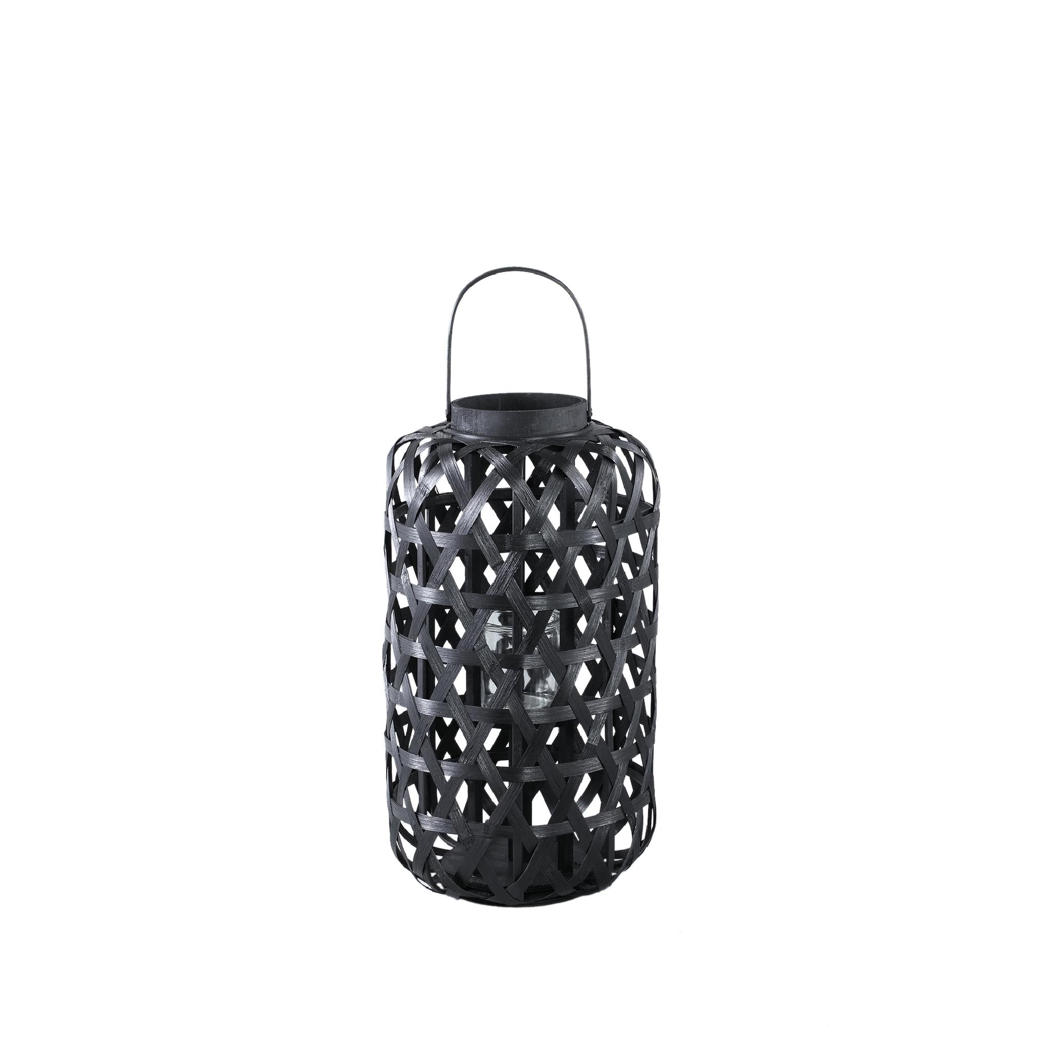 PTMD Lantaarn Mayita - 28x28x51 cm - Glas - Zwart