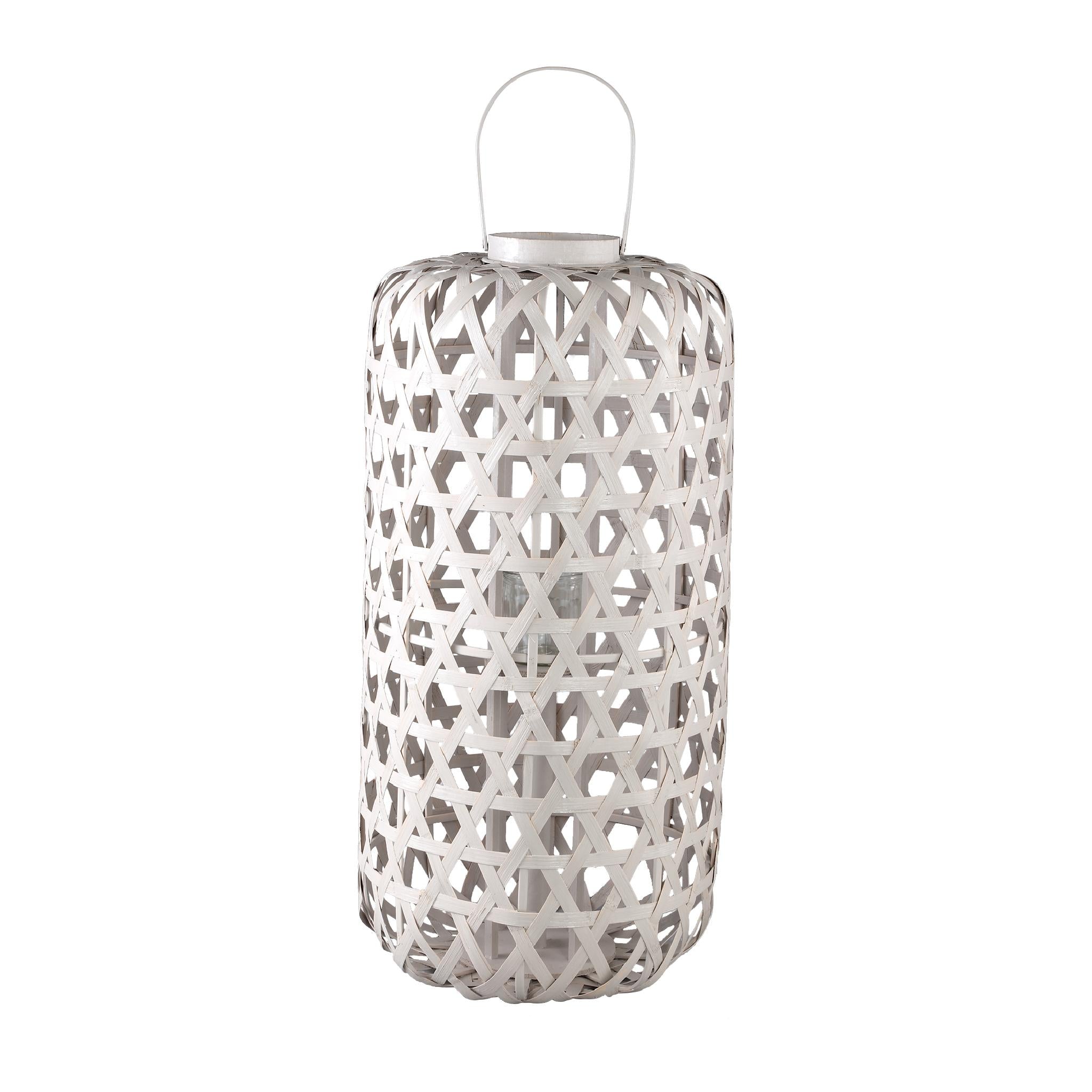 PTMD Lantaarn Mayita - 40x40x81 cm - Glas - Wit