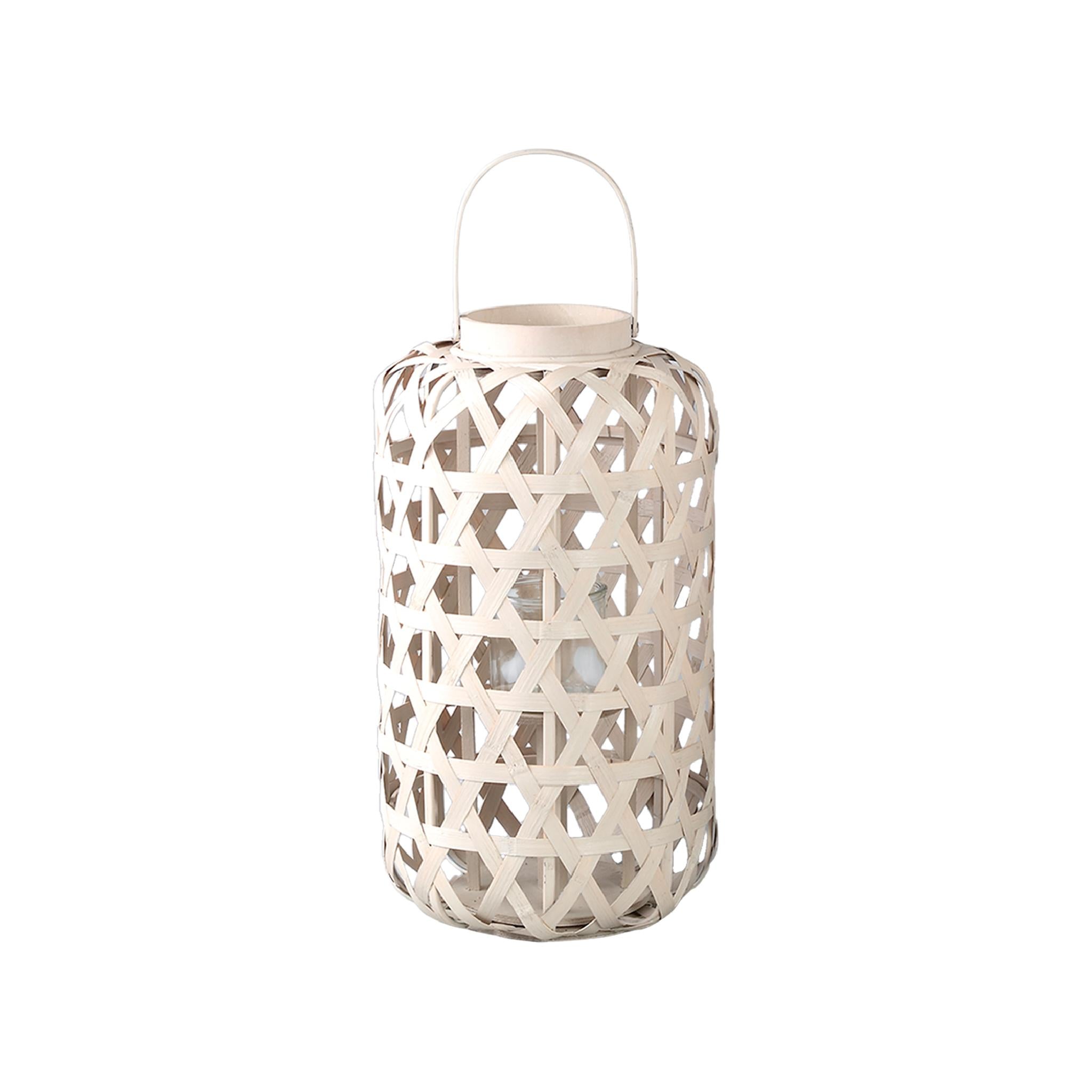 PTMD Lantaarn Mayita - 28x28x51 cm - Glas - Wit