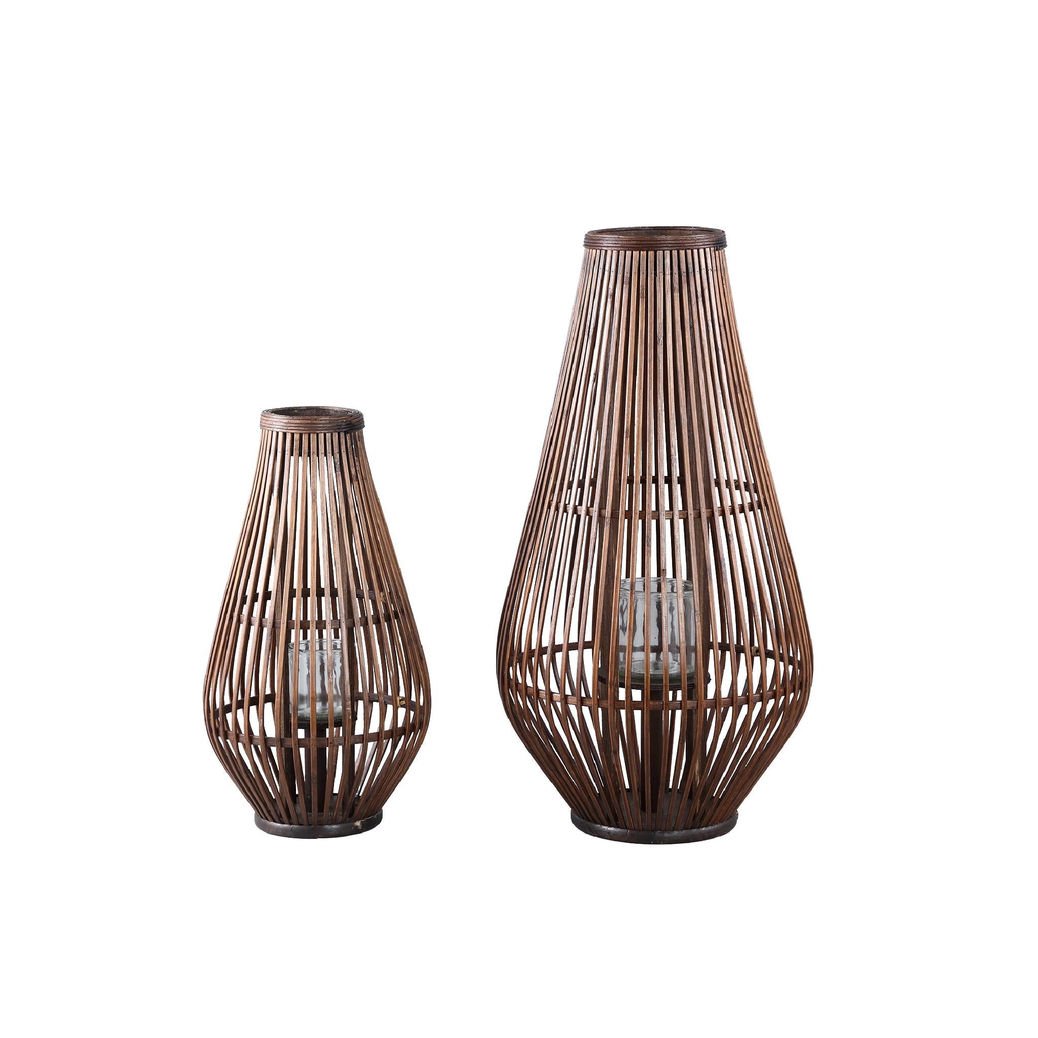 PTMD Lantaarn Lysia - 35x35x68 cm - Glas - Bruin