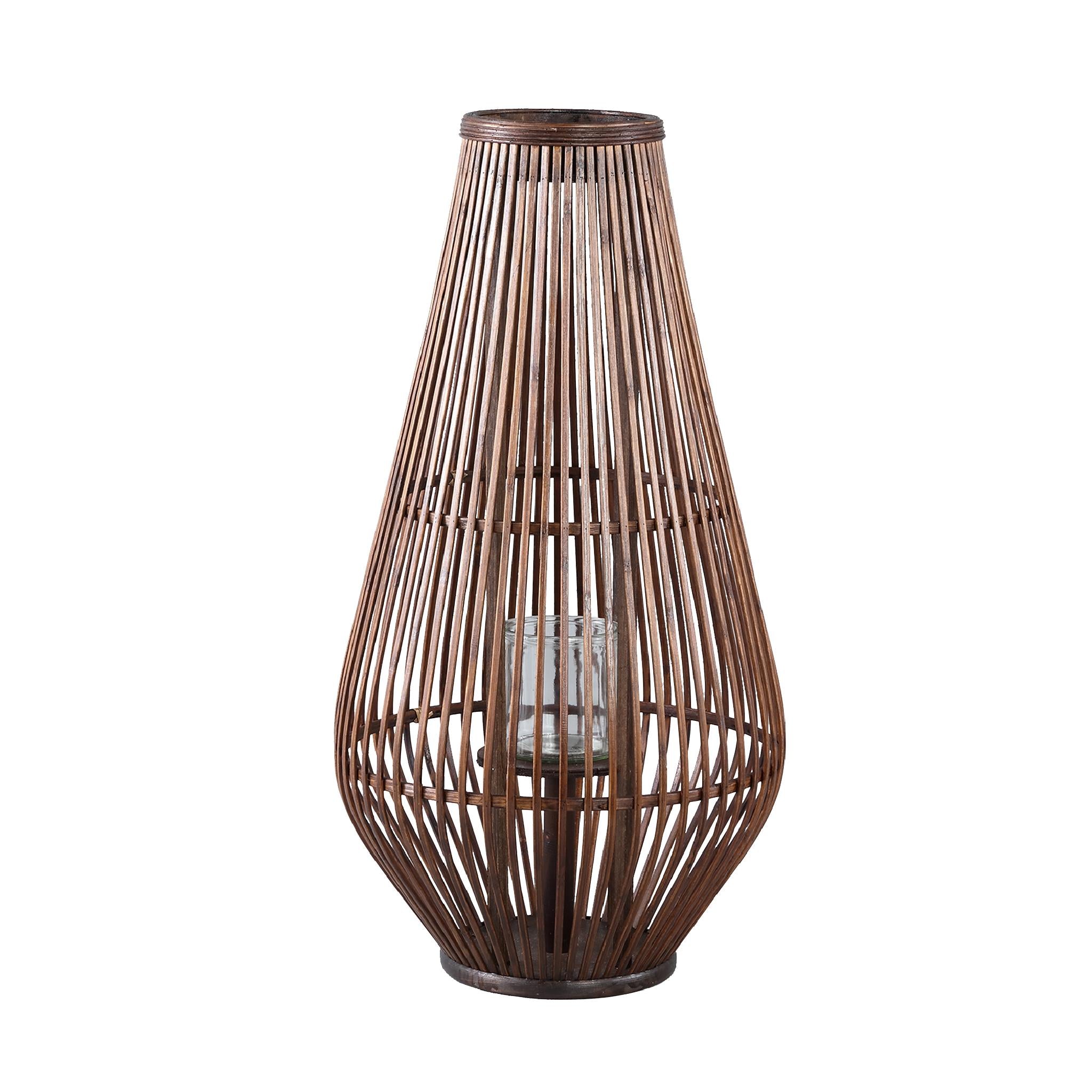 PTMD Lantaarn Lysia - 35x35x68 cm - Glas - Bruin