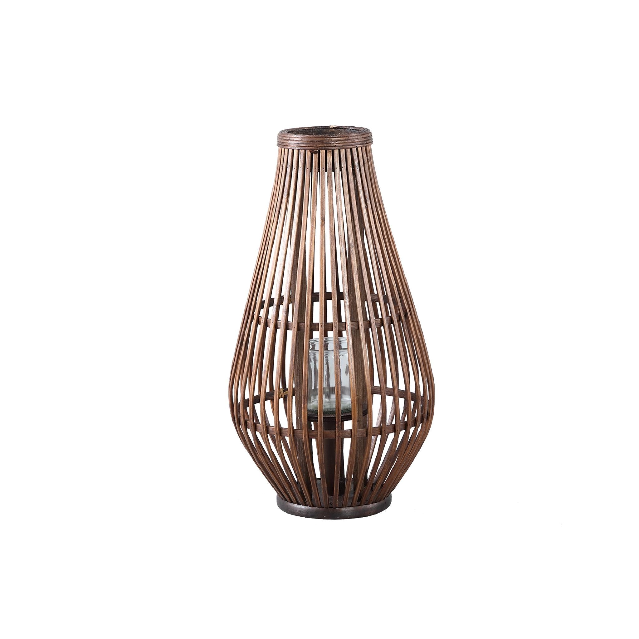 PTMD Lantaarn Lysia - 25x25x48 cm - Glas - Bruin