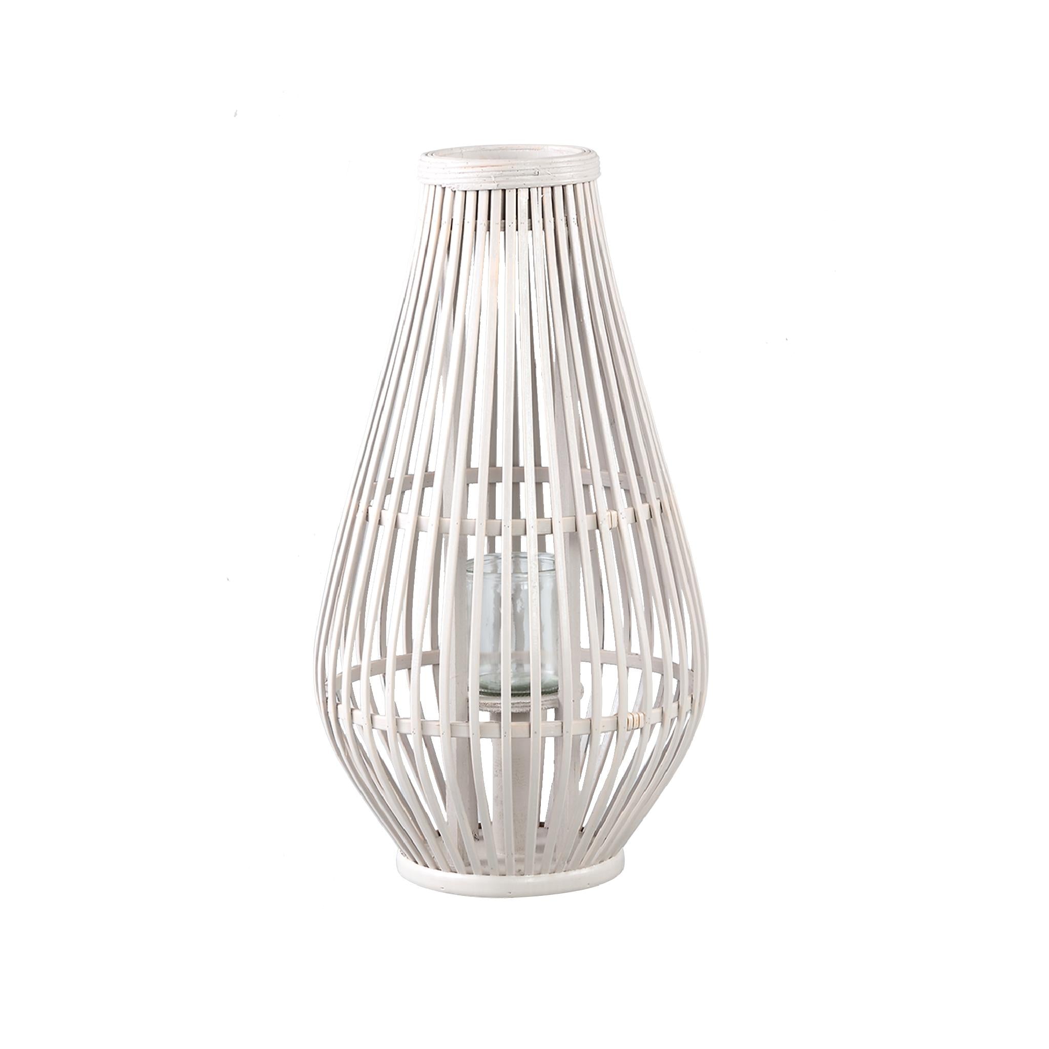 PTMD Lantaarn Lysia - 25x25x48 cm - Glas - Wit