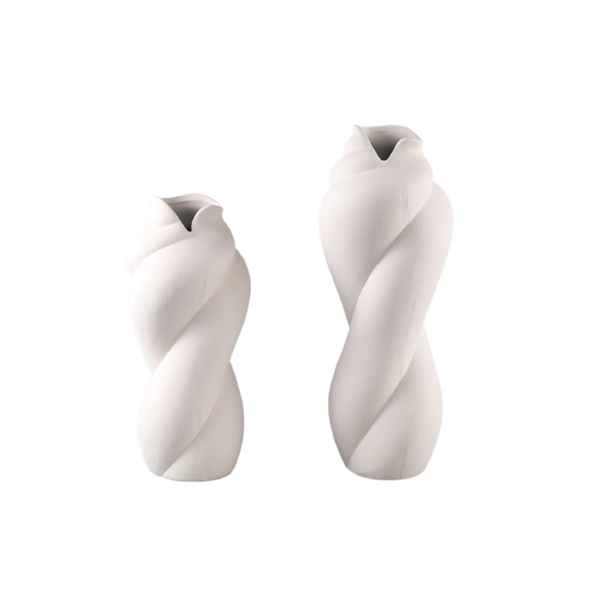 PTMD Bloempot Donnella - 16x16x35 cm - Keramiek - Creme
