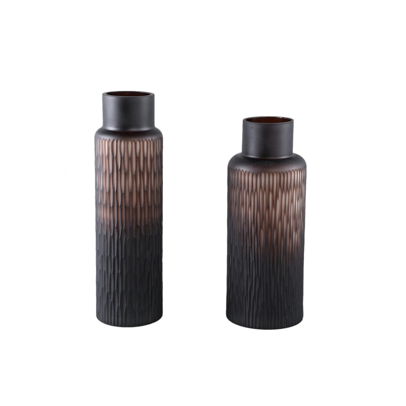PTMD Vaas Hivvay - 14x14x35 cm - Glas - Bruin