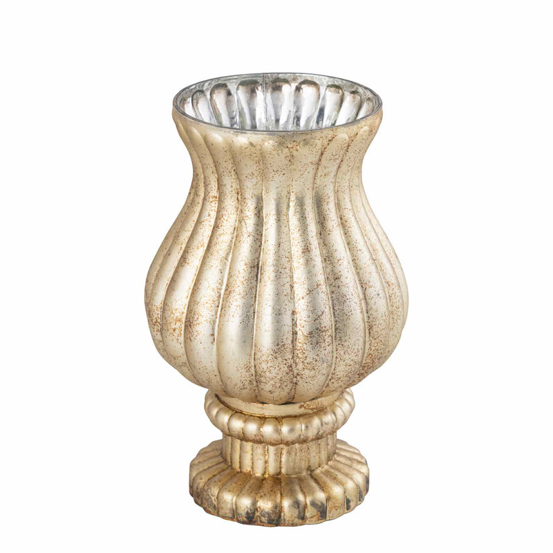 PTMD Windlicht Qaiser - 19x19x29 cm - Glas - Goud