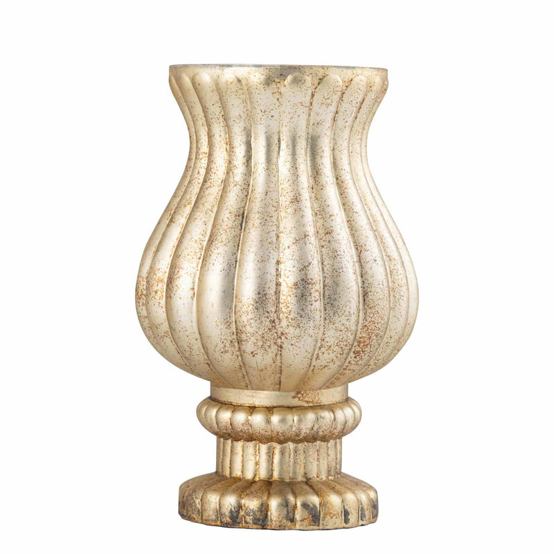 PTMD Windlicht Qaiser - 19x19x29 cm - Glas - Goud