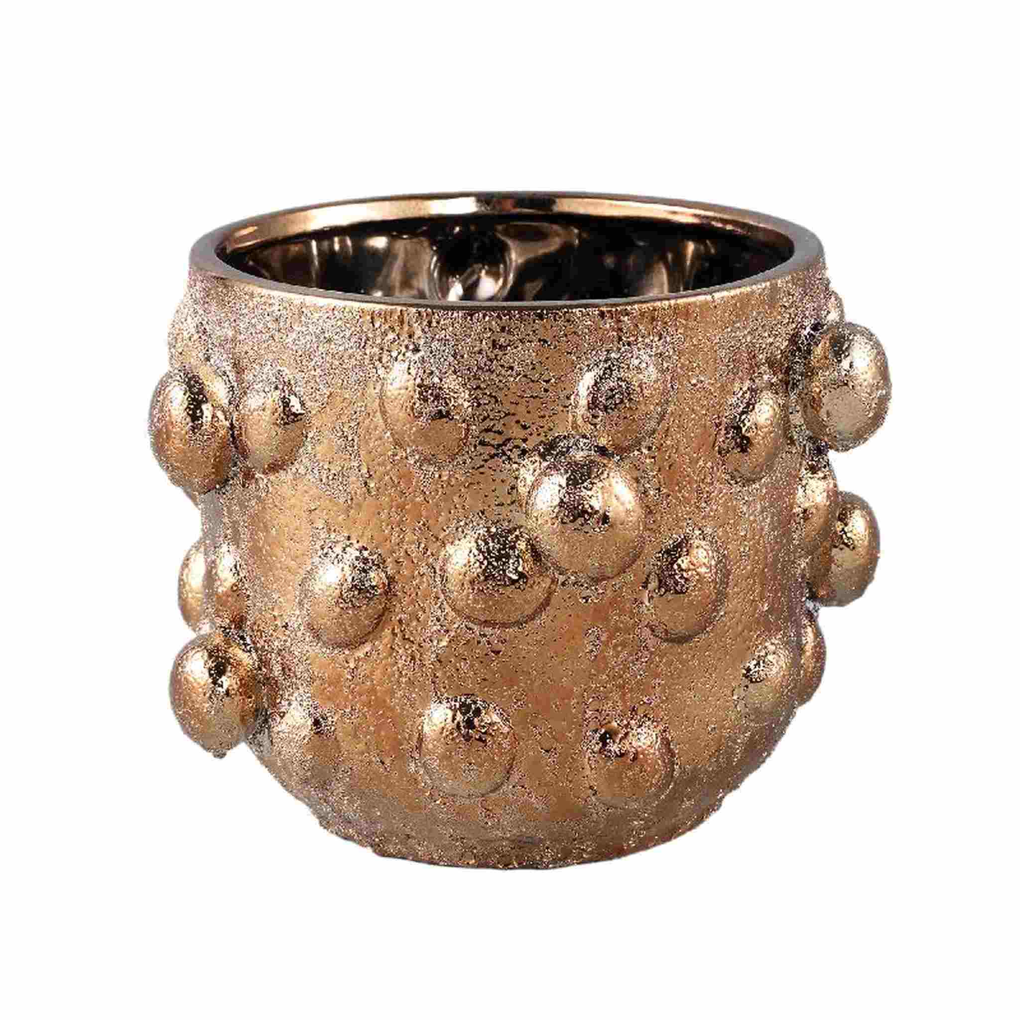 PTMD Bloempot Giulia - 21x21x16 cm - Keramiek - Brons
