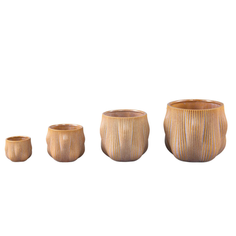 PTMD Bloempot Mateen - 19x19x17 cm - Keramiek - Bruin