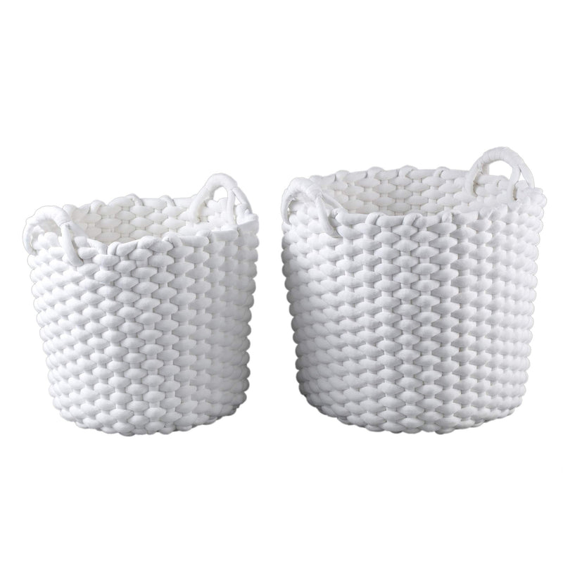 PTMD Mand Olliver - 44x44x39 cm - Fluweel - Wit - Set van 2