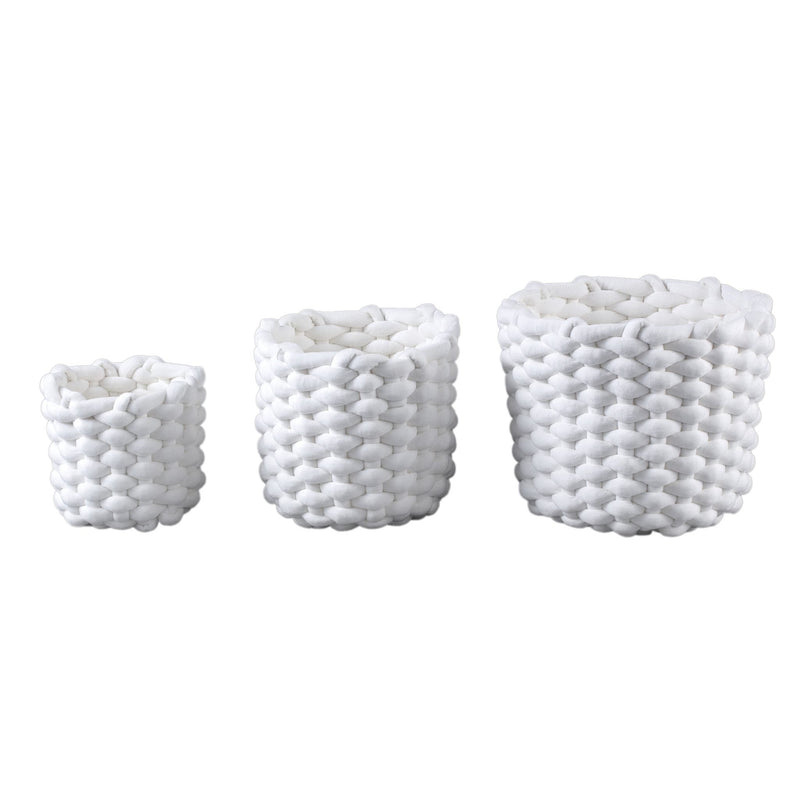 PTMD Mand Olliver - 24x24x28 cm - Fluweel - Wit - Set van 3