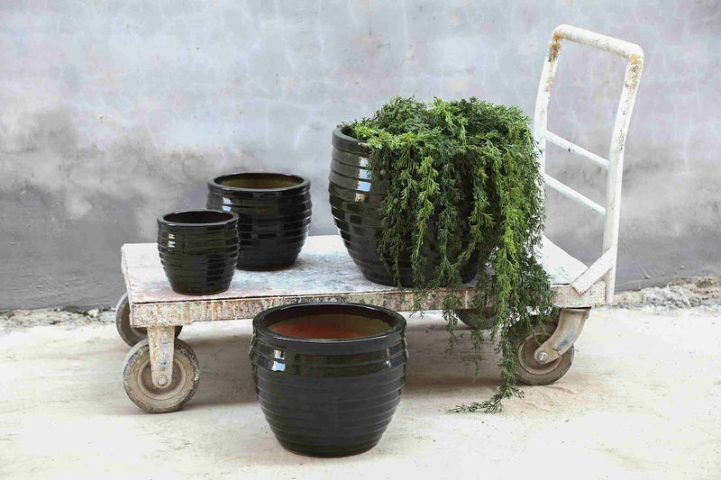 PTMD Bloempot Triston - 46x46x37 cm - Keramiek - Groen - Set van 4