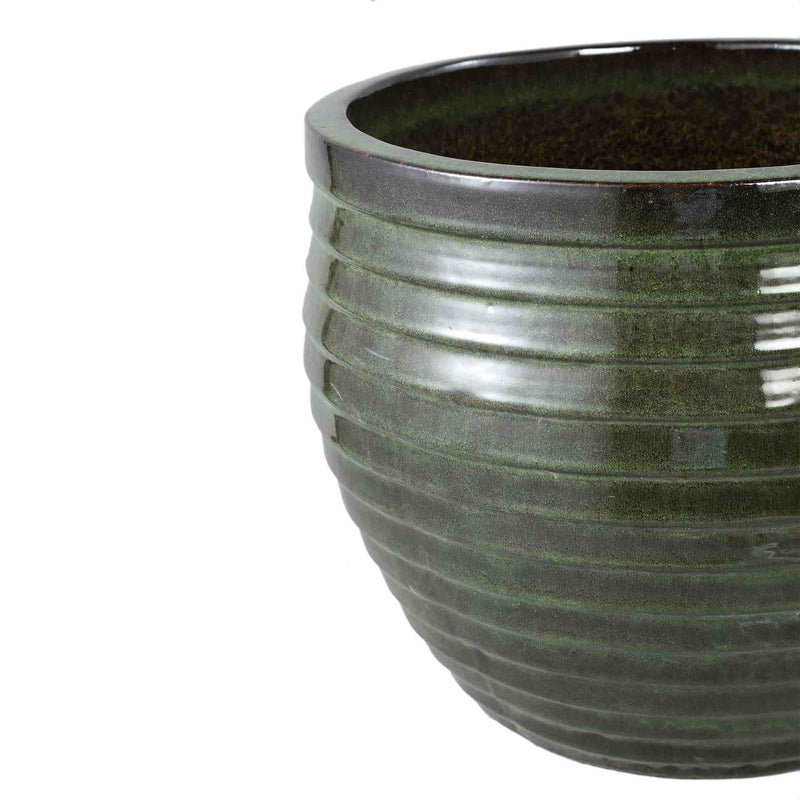 PTMD Bloempot Triston - 46x46x37 cm - Keramiek - Groen - Set van 4