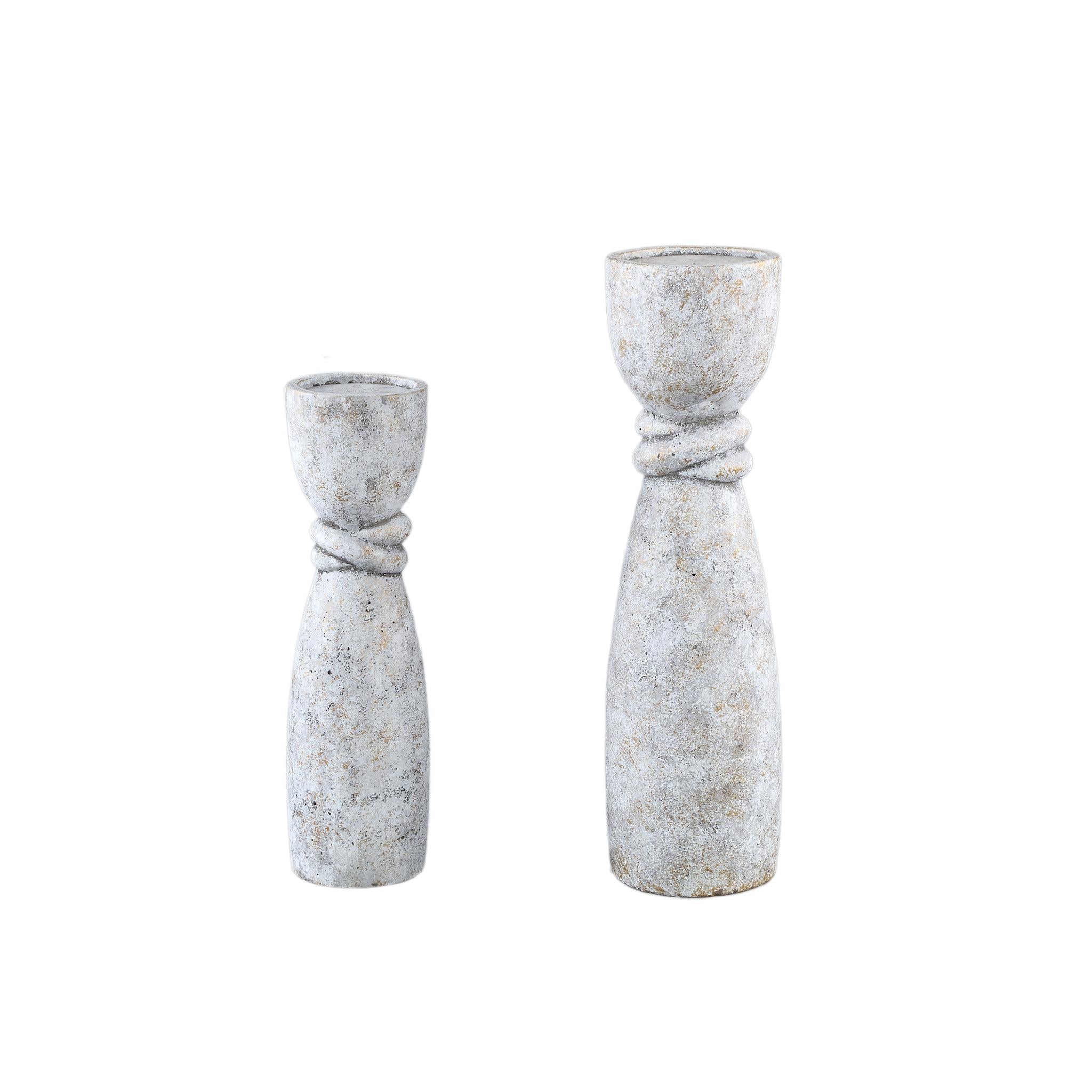 PTMD Kandelaar Ornan - 14x14x50 cm - Cement - Grijs