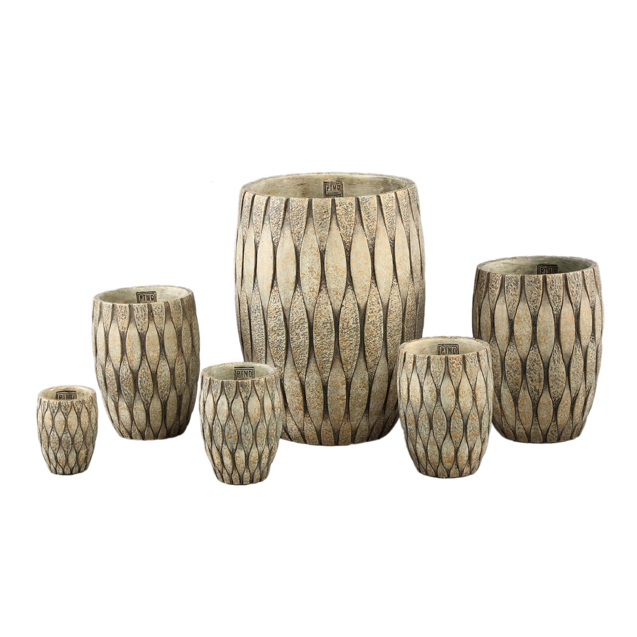 PTMD Bloempot Joedi - 20x20x27 cm - Cement - Taupe
