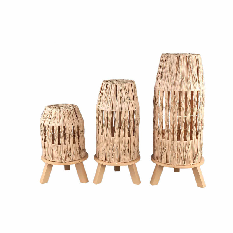 PTMD Tafellamp Alleene - 31x31x75 cm - Hout - Creme